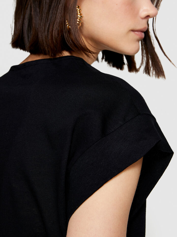 Slub t-shirt - women's short sleeve t-shirts - Black | Sisley image number 5